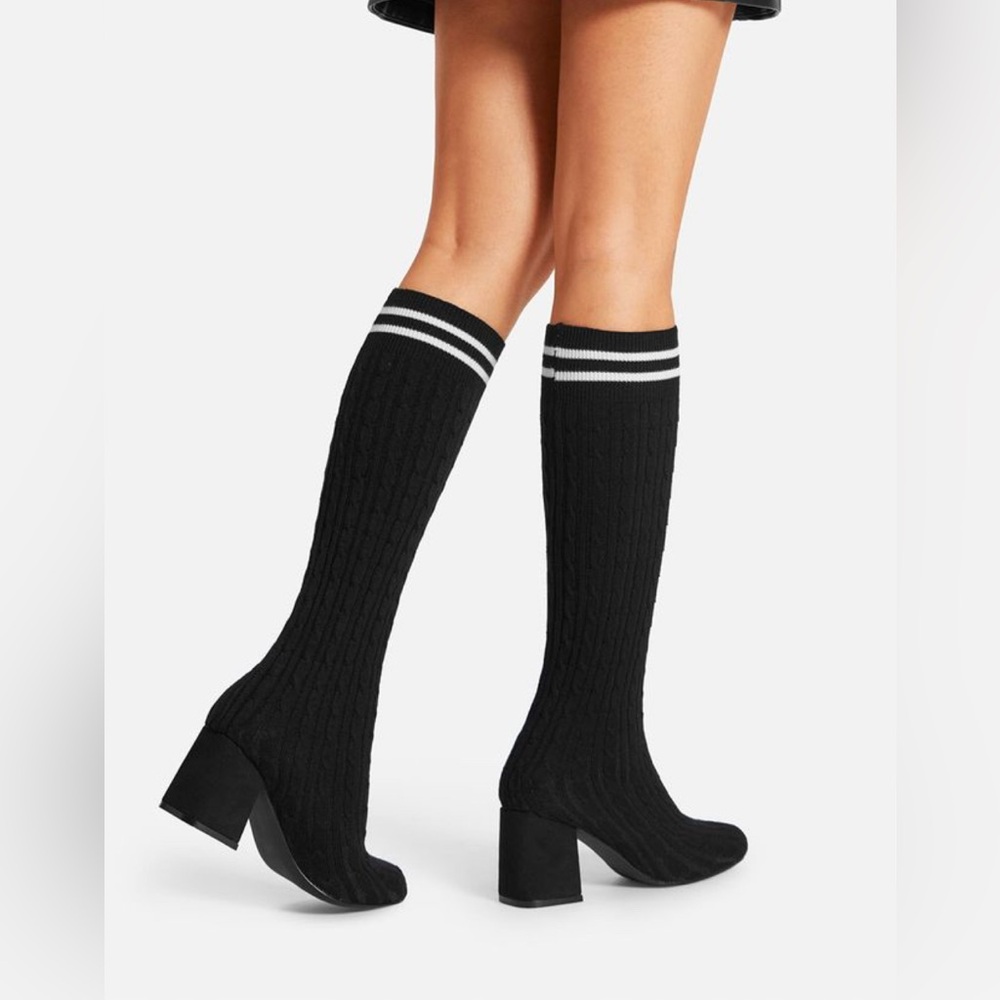 Olivia Miller Sock Boots Black With White Strip Boots Booties
